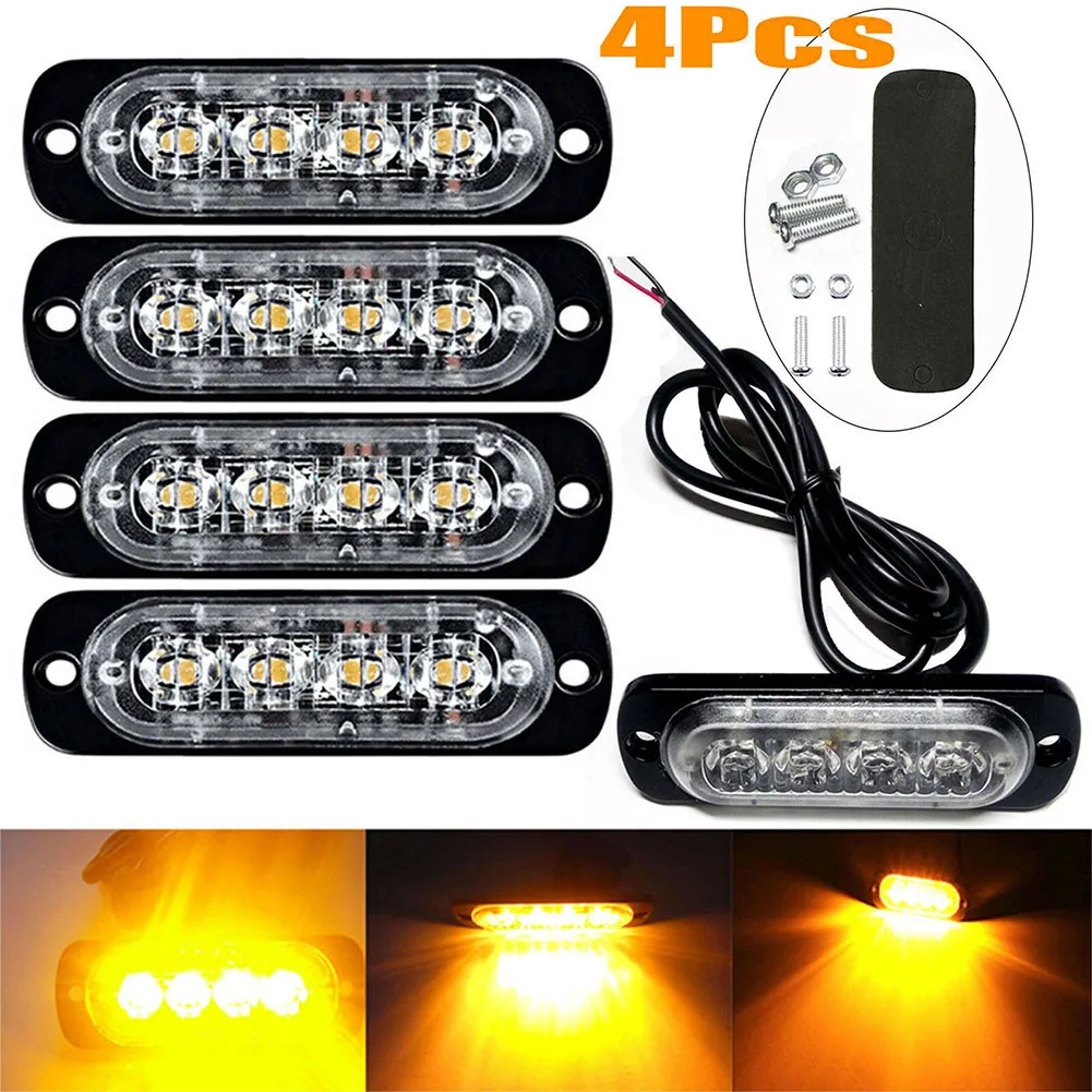 Outdoor Lighting Yellow - 4x 4LED автомобильный сигнальный светильник, гриль,