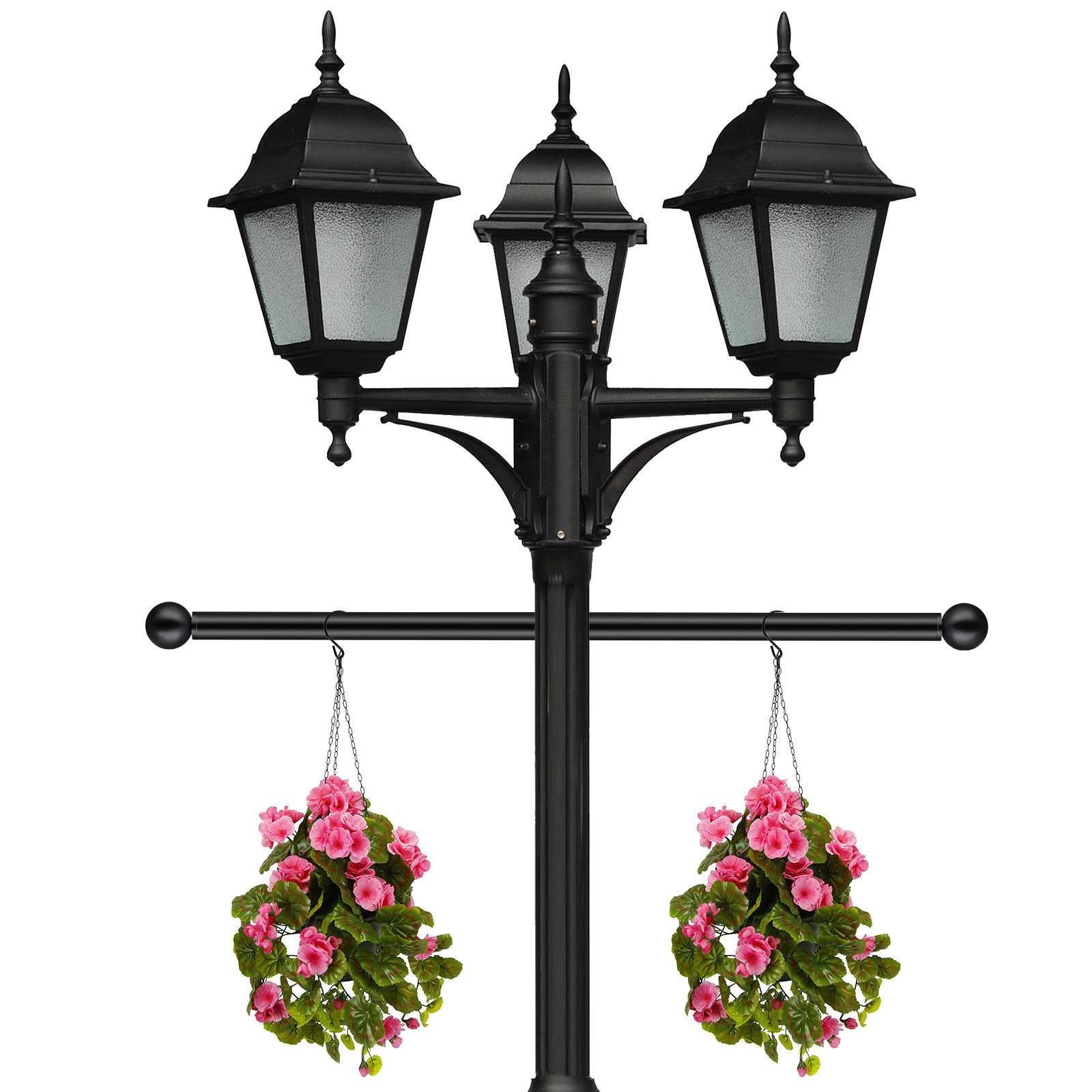 Outdoor Lighting Pole - Наружный кронштейн для фонаря, черный металлический,